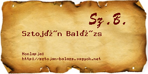 Sztoján Balázs névjegykártya